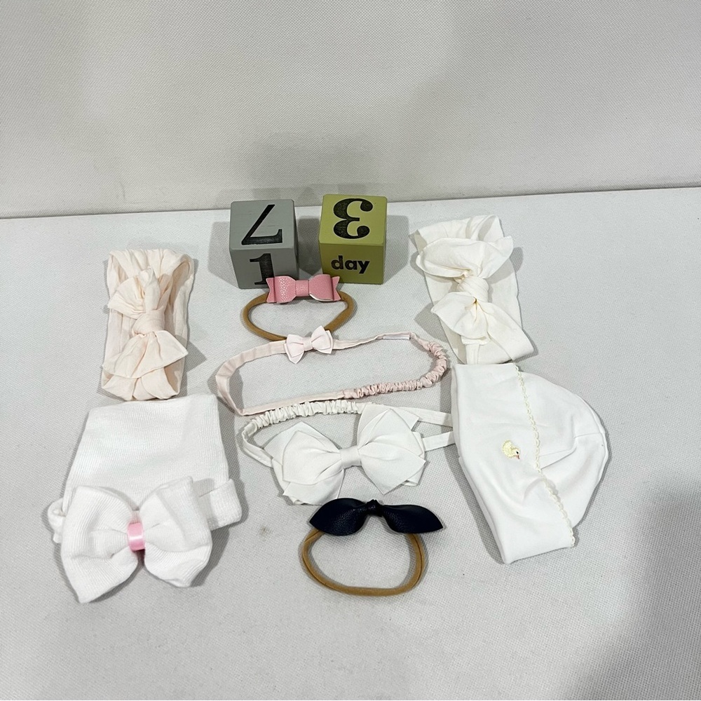 Baby Newborn Number Blocks Set & Headband Accessories for Photos Memories Girl